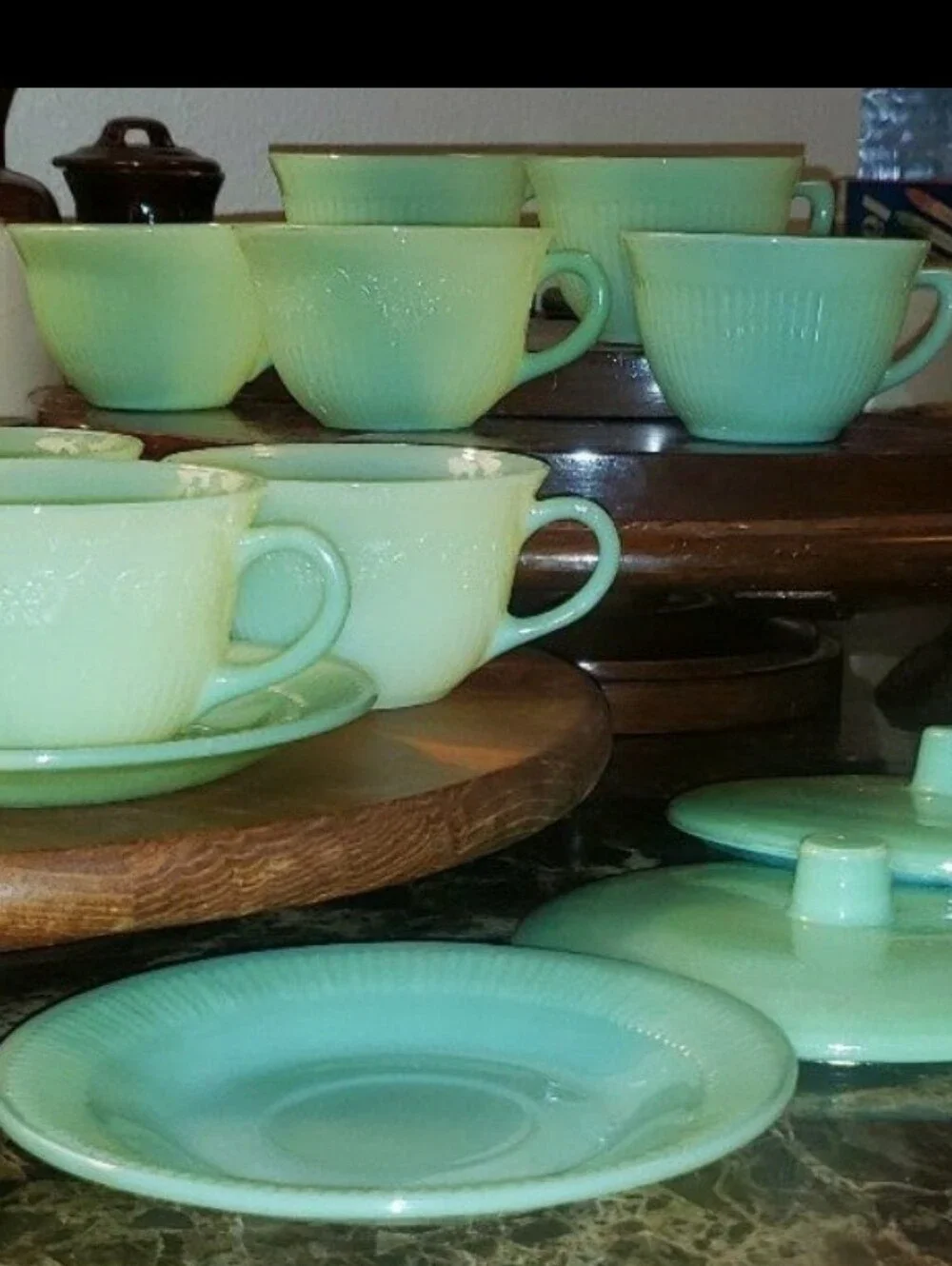 Vintage Ribbed Jadeite Cups